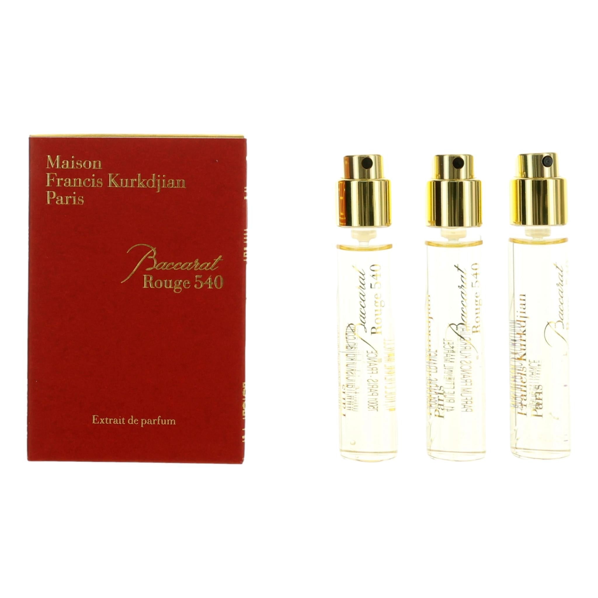 Baccarat Rouge 540, 3 x 0.37oz Extrait de Parfum Spray for Unisex